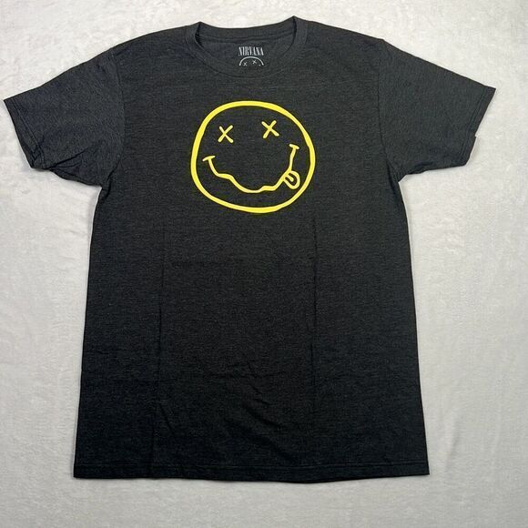 Nirvana smiley face double sided graphic print band concert T-shirt NWOT Men Med - Picture 1 of 5